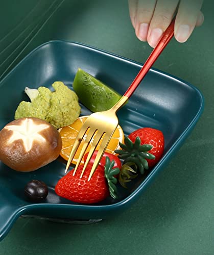Image of YANCI Dinner Forks Set, Stainless Steel Table Forks Flatware with Colorful Handle 8 Inch Long Handle Fork for Buffet Steak Salad Cake Dessert Fruit for Home, Kitchen & Restaurant (Random, Pack of 6)