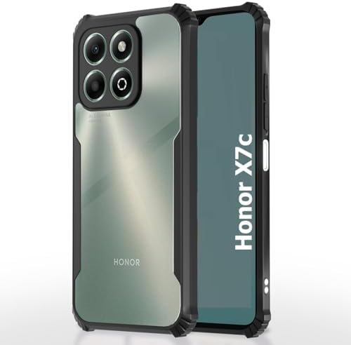 Zubitech Honor X7c Clear Hard PC Back Cover Case with Shockproof Premium TPU Black Border 360 Degree Impact Resistant Camera lens Protection Transparent Cover For Honor X7c