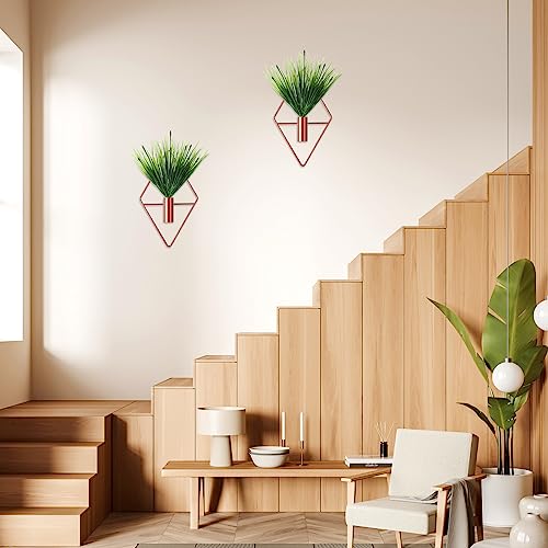 Jexine BW-JEXINE-151033 2 Pcs Hanging Planters With Artificial Plants Metal Hanging Vase Indoor Plants Holder Modern Geometric Boho Wall Decor For Living Room Home Office thumb #5