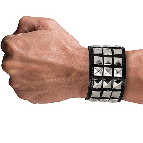 Skeleteen Punk Leather Stud Bracelet - Leather Cuff Biker Bracelet with Studs for Men, Women and Kids4