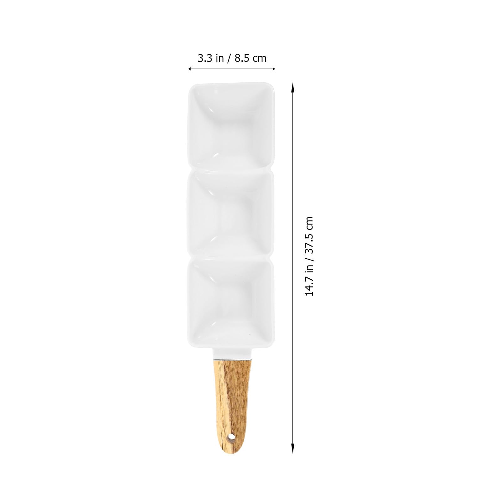 Cuenco de Cerámica Blanco de Triple Compartimento 2 Piezas | Formato Cuadrado, Ligero y Portátil, para Aperitivos, Postres y Ensaladas en Hogar u Hotel