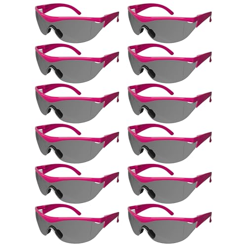 Navigator Safety Glasses for Men & Women | ANSI Z87.1+ CE EN166, Anti-Scratch, UV Protective Eyewear & Clear Eye Protection Glasses with Navigator | Reader Safety Work Glasses | Pink - Gray - 12Pack
