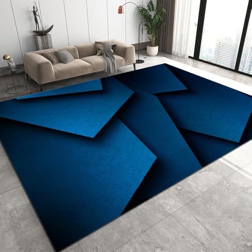 Tapis motif géométrique abstrait 3D avec rayures colorées en polyester - 2