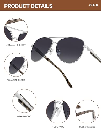 Image of BIRCEN Polarized Aviator Sunglasses Womens: Acetate Glasses UV Protection