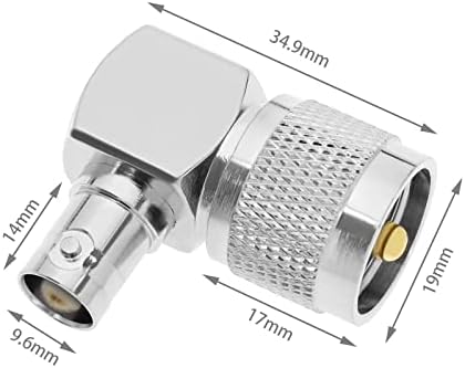 2Pcs PL259 to BNC Right Angle Adaptor PL259 Male to BNC Female Right Angle Coaxial Adapter Accessories for Wi-Fi Radios External Antenna