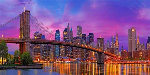 Diamond painting 5d complet grand format 100x233cm vue nocturne de pont pour decoration murale salon