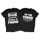 Best Friends T Shirt for Women Letters Print I'm The Friend Funny Graphic Tees Tops BFF Gift (L, IF)