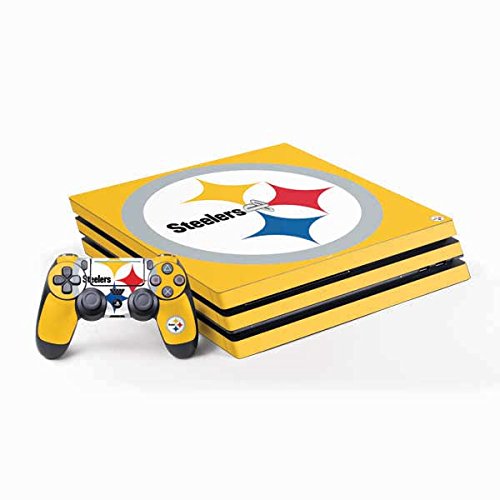 Skinit Decal Gaming Skin Compatible with PS4 Pro Console and Controller Bundle - Officially Licensed NFL Pittsburgh Steelers Large Logo Design
