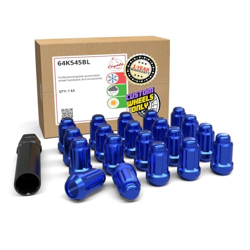 Image of Wheel Accessories Parts 20 Pcs M12x1.5 12x1.5 Thread Car Spline 1.38 inch 35mm Long Lug Nuts Blue Spline Hex Fits Many Chevy Honda KIA Hyundai Passenger Vehicles