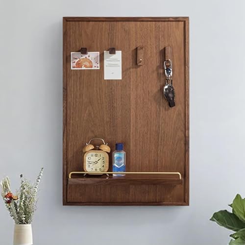 Decorative Wooden Electric Meter Box Cover with Shelf & Hooks, Stylish Breaker Box Panel Cover for Wall-Mounted Display, Creative Fuse Box Cabinet (Brown, 15.7" x 23.6")