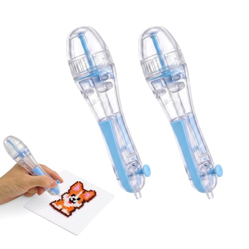 2 Pack Fuse Bead Pen Compatible with Perler Mini Beads Transparent 2.6mm Press-Button Dispenser Pens for Fuse Beads Pen Beads and Pixel Art Crafts