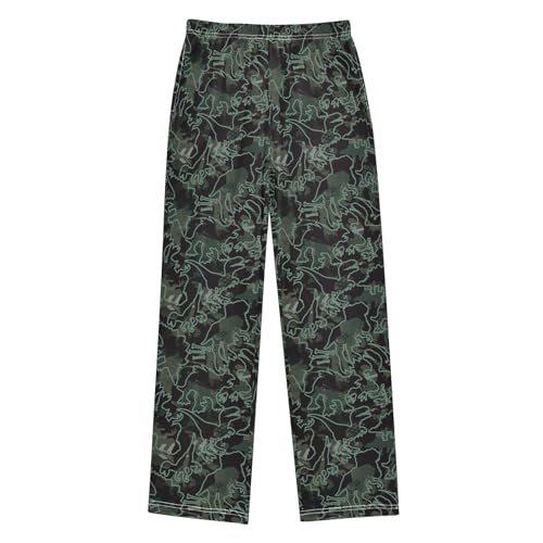 ZZXXB Dinosaur Lion Print Boys Long Pants Soft Trousers Elastic Waist Kids Lounge Bottoms with Pockets S-XL