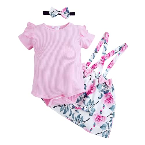 Image of Hopscotch Girls 2-Pc Rose Ruffle Onesies & Skirt in Peach Color