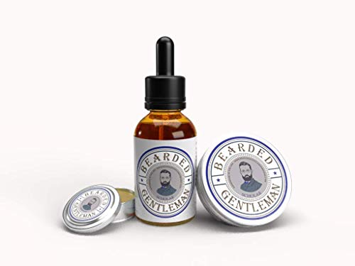Bearded Gentleman Premium Beard Gift Set for Men Grooming - Scholar - Vanilla Tobacco - 100% Natural - Beard Oil, Beard Conditioner Balm, Solid Cologne, & Beard Comb