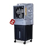 HAVAI Thunder-75 Tower Air Cooler | 70L Tank | 12″ Blade | Ideal for 150 sq ft Rooms | 130W Power | 10 ft Air Throw | 1350 RPM | Auto-Louver | 3-Speed | 1-Year On-Site Motor Warranty (Black & Grey)