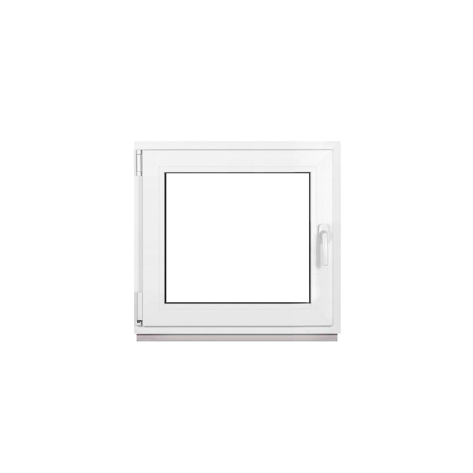 Finestra in plastica di alta qualità, larghezza x altezza: (70 x 65 cm), profilo a 7 camere, profondità di costruzione 80 mm, 3 vetri, 50 mm, inclinazione girevole, DIN sinistro