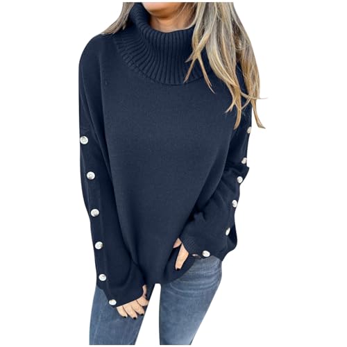 Fall Sweaters for Women Turtleneck Ribbed Long Sleeve Casual Loose Knit Pullover Tops Fashion Winter Clothes