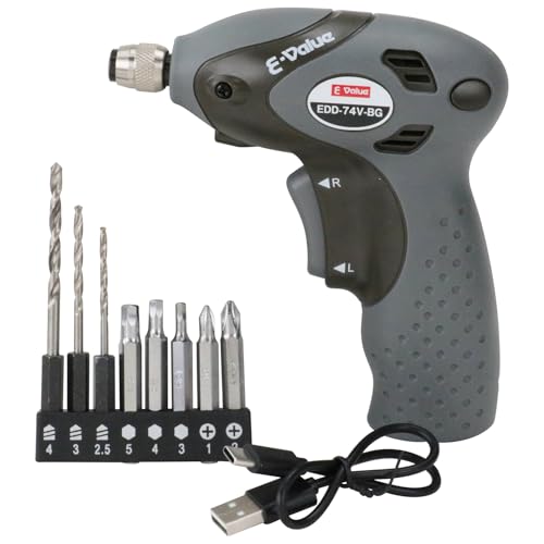 イーバリュー(E-Value) 7.4V充電ドリルドライバー リチウムイオンバッテリー USB(Type-C)充電 小型・軽量 EDD-74V-BG