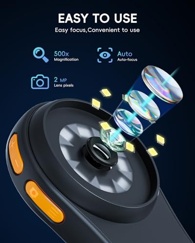 Digital Lupe Mikroskope, SGAINUL Mikroskope 2.0 Bildschirm Wiederaufladbares mit 500X Vergrößerung Lupe für Pflanzen Grow mit LED Leuchte Lampe Mini-Taschen für Entdeckungen und Lernspaß