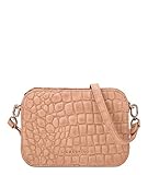 Zierliche Crossbody Bag/ geschmeidiges Glattleder mit Krokodil-Prägung/ Hauptfach mit Reißverschluss/ gefütterter Innenraum mit Reißverschlussfach und Steckfach/ Vorder- und Rückseite mit anliegenden Seitenfächern/ abnehmbarer und verstellbarer Schulterriemen/ auch als Pouch tragbar/ Vorderseite mit Logoprägung