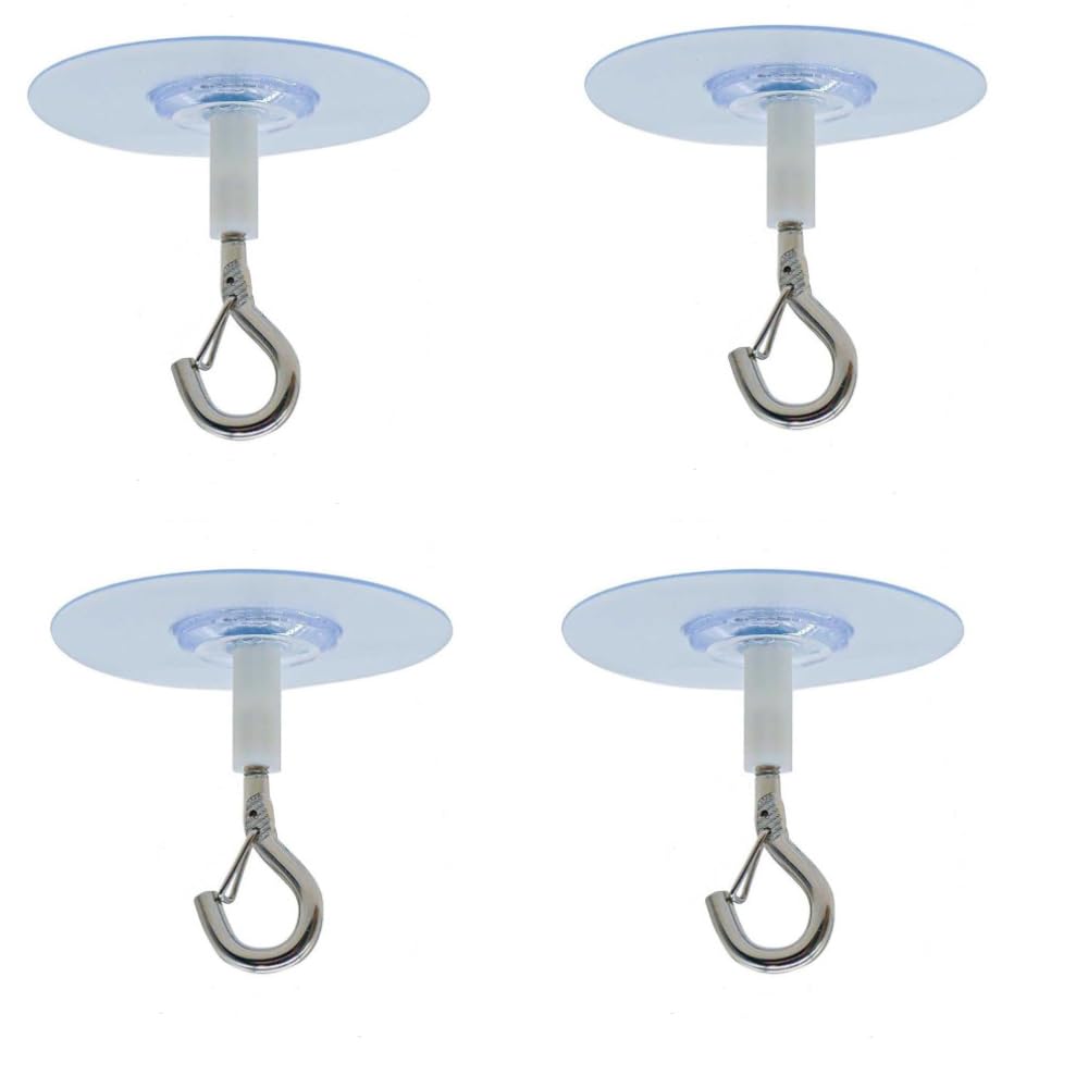 DWUENT Ceiling Hooks for Hanging Plants – Heavy-Duty Adhesive Hooks, No Drill Sticky Hangers for Bird Feeders, Lanterns, Wind Chimes, Planters – 4 Pack