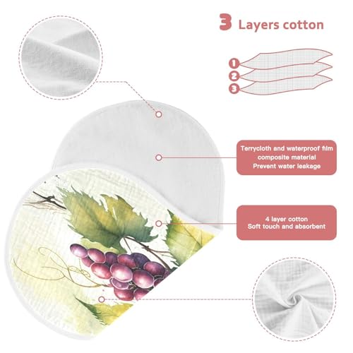 J JOYSAY Grape Branch Beige Baby Burp Cloths for Boys Girls Large 22''x11'' Cotton 4 Layer Neutral Burp Clothes for Boy Spit Up one sizex23