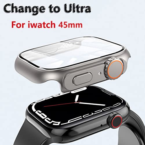 Image of Meyaar Hard Pc Case for Apple Watch 44Mm /45Mm Change to Ultra 49Mm Cover with Crown,Screen Protector for Apple Watch Series 8 7 6 5 4 3 2 Se Se 2Nd Gen Upgrade to Ultra 49Mm Pc Case (44Mm) Gold