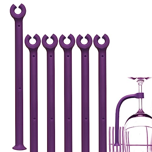 HJYZY 21cm Dishwasher Wine Glass Holder Dishwasher Attachment Protector Tether Protecting wine glasses from damage in the dishwasher 6 pcs（Purple）