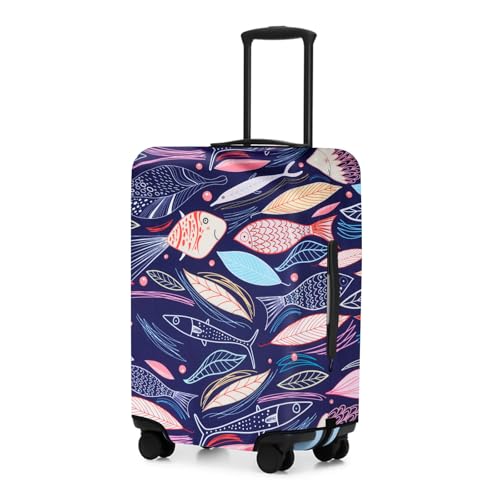 Travel Luggage Cover Suitcase Protector Fits 29-32 Inch Luggage, Washable Suitcase Covers for Luggage, Luggage Protector Covers TSA Approved (XL, Flying Fish)