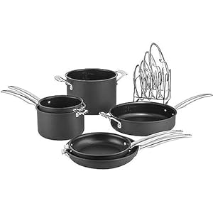 CUISINART N61-11 Nonstick Hard-Anodized Nesting Cookware Set, 11 Piece, Black