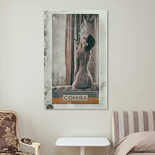 Cohiba Cuban Cigar Sexy Lady Retro Posters Canvas Painting Posters And Prints Wall Art Pictures For Living Room Bedroom Decor 24X36Inch(60X90Cm) Frame-Style-1 #TOP6