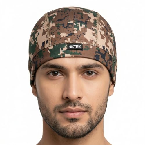 Image of Unisex Helmet Skull Cap for Bikers & Cyclists, Polyester Head Cap, Hair Inner Helmet Cap for Men, Sweat Cooling Beanie Cap, Skull Mask for Summer, Bike Accessories