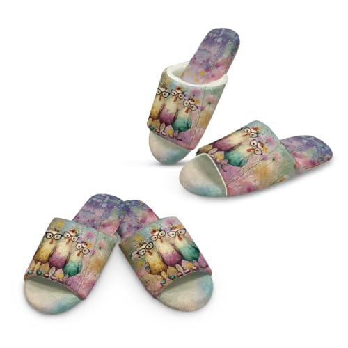 Jeiento Open Toe Slippers for Women Men Comfort Cozy Two Pairs House Slipper Cat Animal Theme Slipepr for Party,Hotel,Reusable Slippers