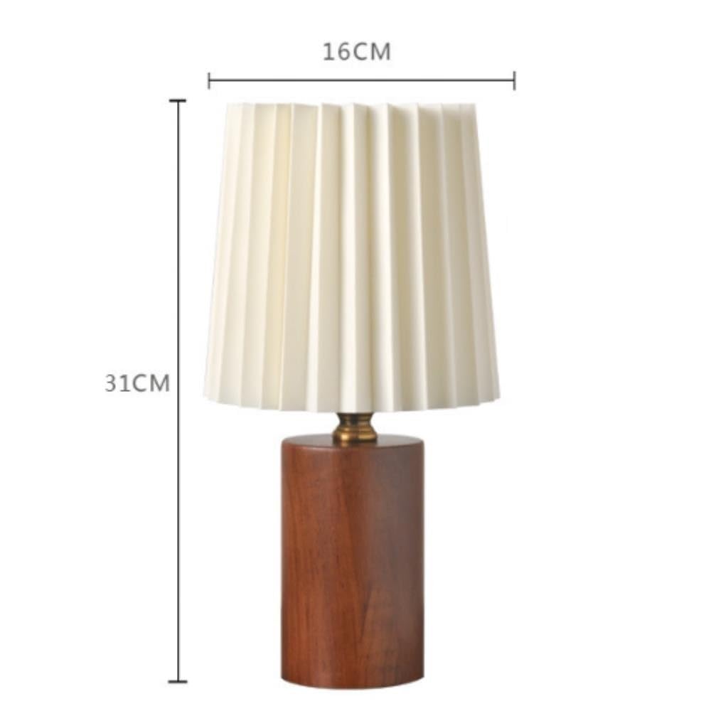 Lampada da tavolo plissettata, luce ambientale sul comodino della | Paralume plissettato, base in legno, stile nordico, luce ambientale, decorazione sul comodino