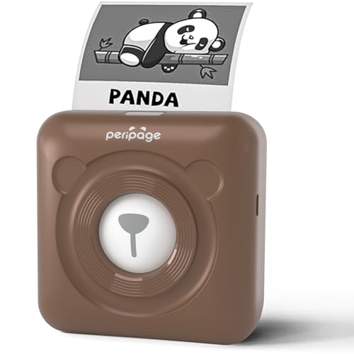 Image of Mini Pocket Bluetooth Printer, Portable Thermal Sticker Maker, Bluetooth Connected Phone, Compatible with iOS&Android, for Journal /DIY Scrapbook /Travel /Notes /Lists /Label /Memo,Photos 304DPI (Brown)