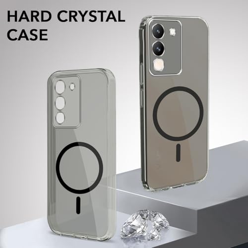 Image of Jkobi Lifetime Anti-Yellow MagSafe Compatible Clear Back Cover Case for Vivo Y200 (Sleek Hard Crystal | Shockproof and Camera Protection)