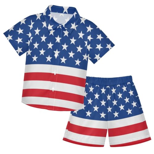 Image of 3T Toddler Boy Shorts Set Teal Hawaiian Button Down Shirts Summer Outfits for Little Boy