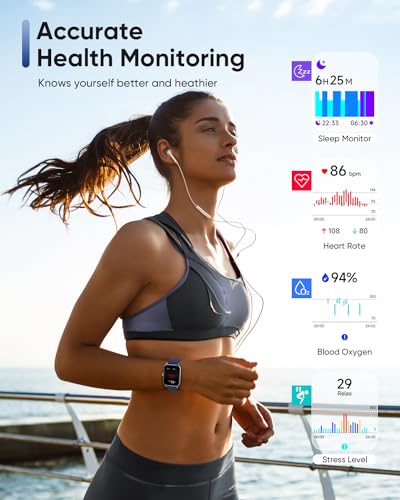 Image of Fitpolo Smart Watch for Men Women Android, Alexa Built-in [1.8 inch HD Screen] IP68 Waterproof Fitness Watch Bluetooth Call for Android & iPhone with Heart Rate /Sleep /SpO2 Monitor