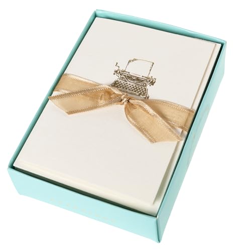 Image of Graphique Typewriter Cards, Pack of 10 Cards with Envelopes, All Occasion Greetings, Blank Inside, Gold Foil Embossing, La Petite Press Collection Boxed Set, 3.25 inch x 4.75 inch
