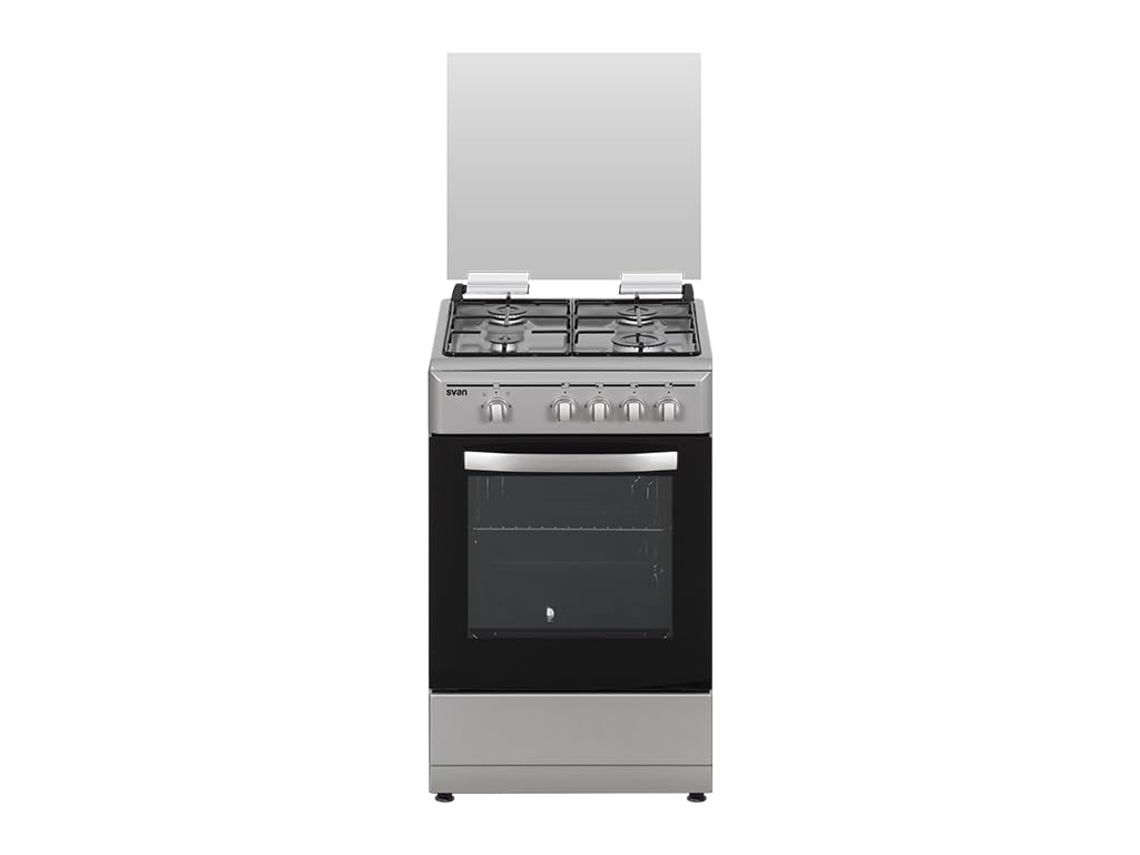 Svan Kuchenka butanowa z piekarnikiem 55 litrów Inox SKG4500X - 4 strefy gotowania, piekarnik z grillem, zestaw do konwersji gazu naturalnego, wykończenie ze stali nierdzewnej
