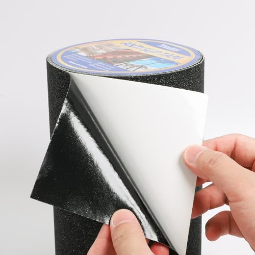 Image of 12 inch x 30Ft Heavy Duty Anti Slip Tape, 80 Grit Grip Tape, All Weather Abrasive Friction for Stairs, Skateboards, Indoor Outdoor, Garage Ramps, Home & Business - Black