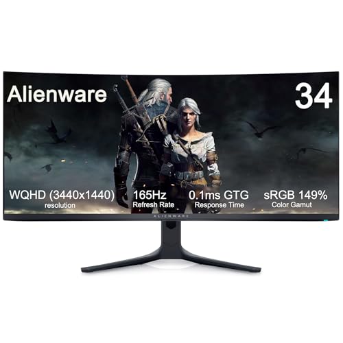 Image of Dell Alienware 34 Curved QD-OLED Gaming Monitor - 34.18 inch WQHD (3440x1440) 21:9-165Hz - 0.1ms GTG - 1800R - DCI-P3 99.3% - sRGB 149% - AMD FreeSync Premium Pro - VESA AdaptiveSync Display