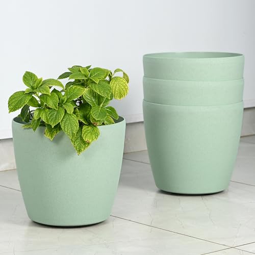Eha Earth-Friendly Deco 12 Inch Self-Watering Pots and Planters, Pack of 4 | UV Protected Plant Pots | Flower Pots for Garden, Indoor, Home Decor, Out