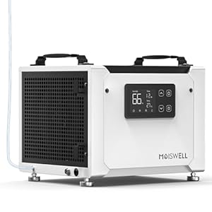 Moiswell Luftentfeuchter mit Pumpe 35 L/Tag – Effektiv gegen feuchte Räume & Schimmel, für Keller, Kriechkeller, Bad, Schlafzimmer & Waschküche, leise, mobil, mit Display und Timer