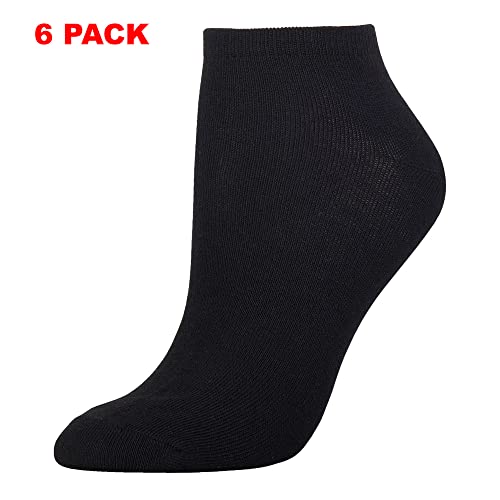 MaMia Women's 6 Pairs of Ankle Socks Low Cut Sport Peds-9-11 (fits shoes 5-10)-Black2