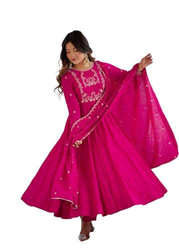 Image of ZUVAANYA Ready To Wear Indian /Pakistani Party Wear Women's Embroidery Faux Georgette Anarkali Floral Gown For Women