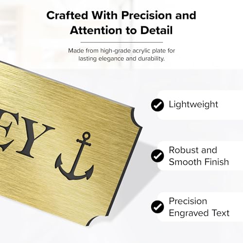 Image of Engraved Name Plate, Personalized Name Plaque - 2x6 Inch, 18 Colors, 72 Icons, 4 Corner Styles, 12 Fonts Styles, 5 Mounting Options - Made by My Sign Center, USA (Iconic)