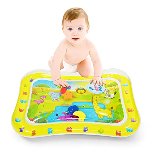 Image of Nevife Inflatable Tummy Time Play Mat for 3 6 9 12 Months Newborn Infant Toddler , Best Baby Gifts Idea for Girls / Boys , Yellow