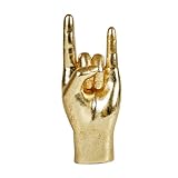 MicDecor Gold Ornament ASL Hand Sign, Rock Hand Gesture Deciration Hand Sculpture polyresin 7.8 Inch Figurine (JS0369)