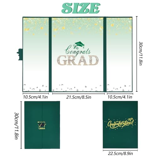 Image of Crenics Green and Gold Graduation Decorations Class of 2026, Creative Graduation Guest Sign in Book Alternative, Congrats Grad Signature Book 18 inch x 12 inch, Awesome Graduation Gift or Keepsake